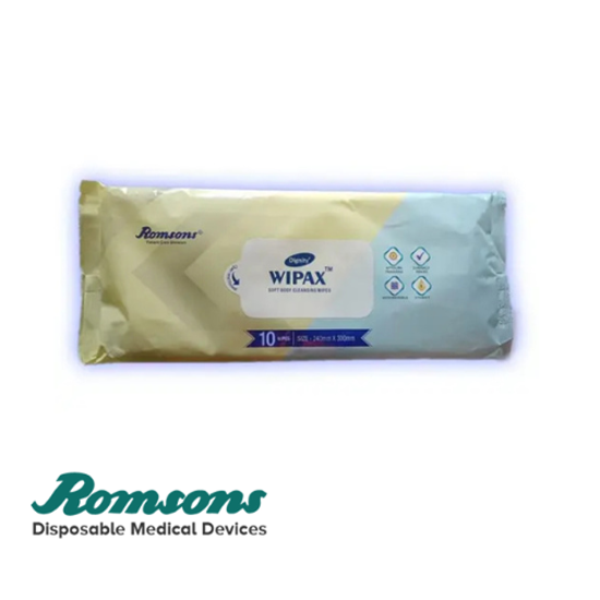 Picture of Romsons Wipax Soft Body Cleansing Wipes for Adults Pack pacck of 2(20 wipes)